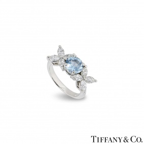 Tiffany & Co. Diamond & Aquamarine Victoria Ring